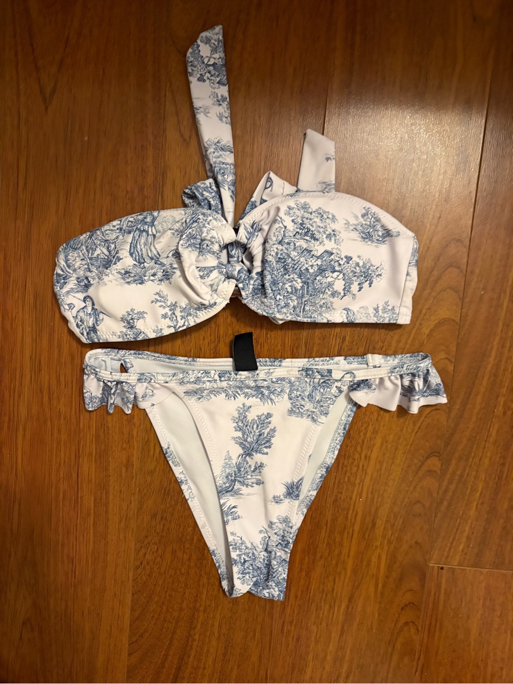 Cider Blue and White Toile Print Bikini Set